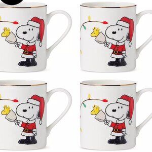 Lenox Snoopy Christmas Porcelain Mugs - Set of 4 NIB
